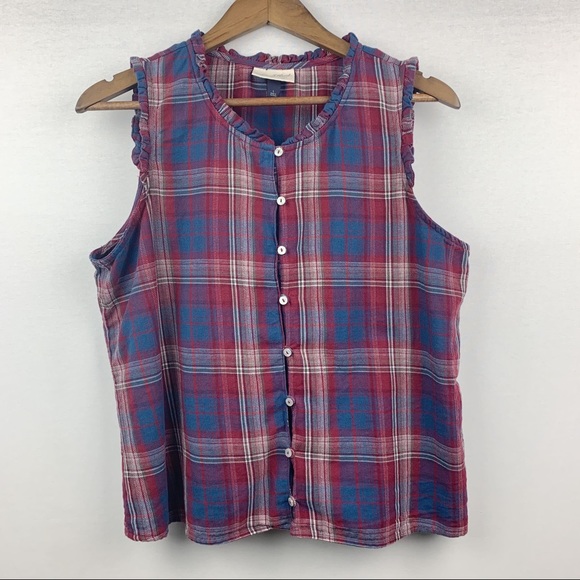 Universal Thread Sleeveless Plaid Button Blouse - Picture 2 of 8